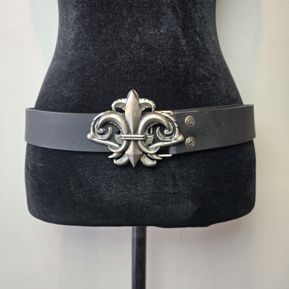 Levi's Belt Fleur De Lis Belt Buckle Leather Metal